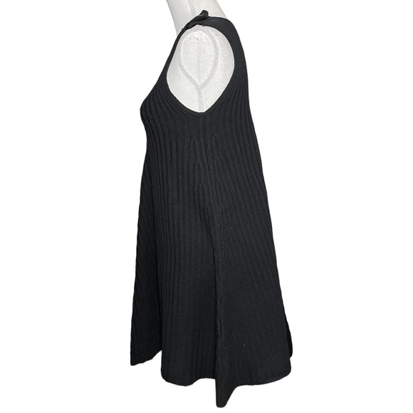 100% Merino Wool Sweater Dress M Sweaterdress One Shoulder A-Line Button RIbbed - Picture 7 of 12